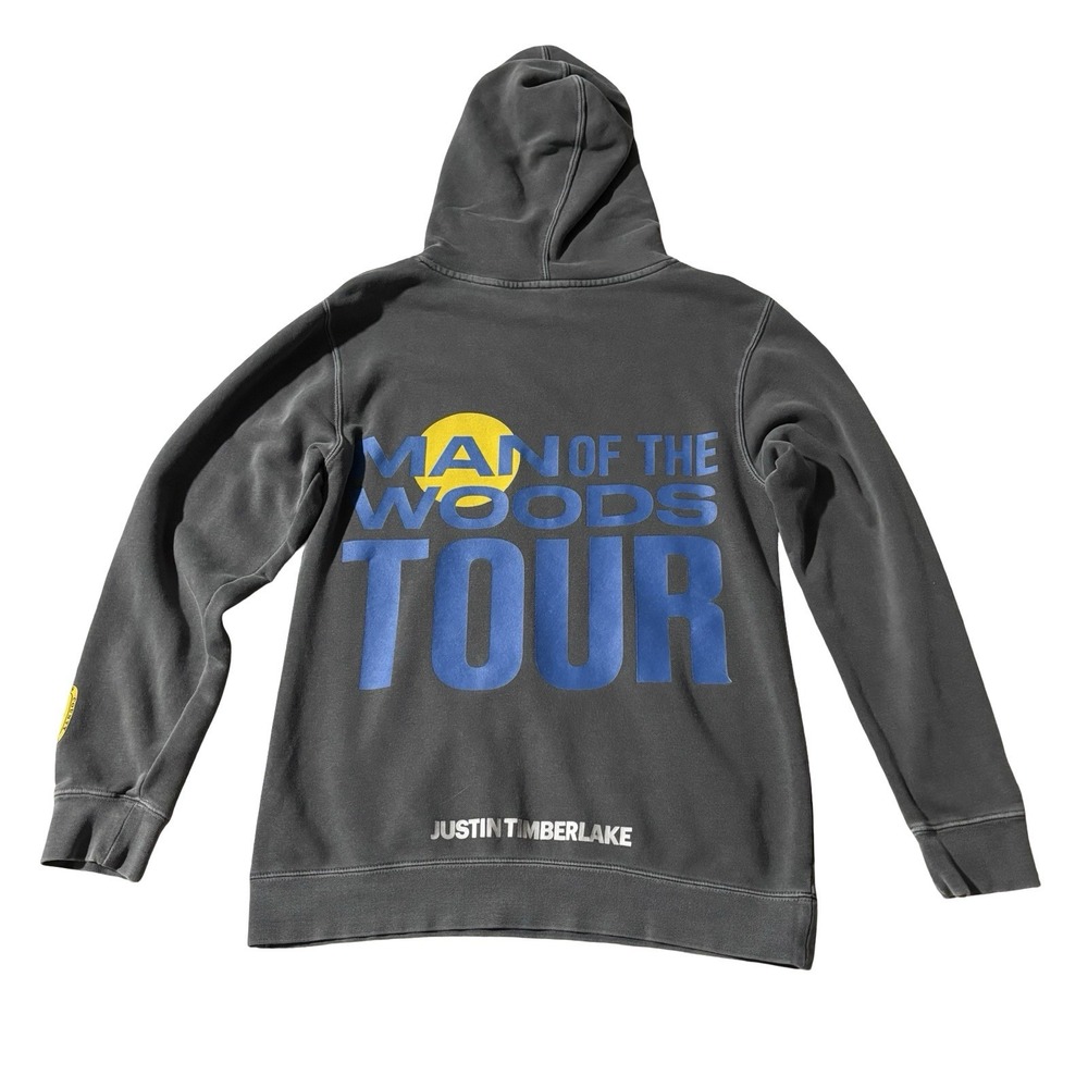 Justin Timberlake Unisex Man Of The Woods Tour Pullover Hoodie Gray Size M 20x28